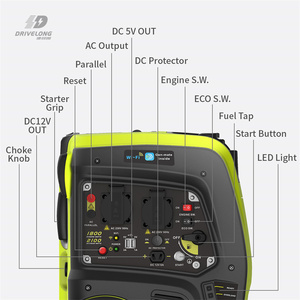 Générateur d'essence portable 2KVA 2KW 50/60Hz avec roues, moteur 4 temps pour le camping et l'alimentation de secours - Product Image 3