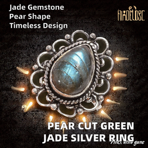 925 Sterling Silver Pear Shape Labradorite Cabochon Classic Unisex Wedding Party <b>Ring</b> Hollow Design <b>Engagement</b> <b>Ring</b> Wholesaler - Product Image 2