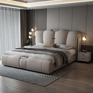 中国工厂优质面料卧室特大床双人床框架 - Product Image 5