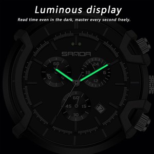 Reloj de Cuarzo de Lujo para Hombre Sanda 9017, Cronógrafo de Negocios Resistente al Agua con Seis Agujas, Calendario y Esfera Luminosa - Product Image 6