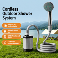 AeroMara Ensemble pompe à eau et douchette portable rechargeable pour extérieur, 6000 mAh, en ABS, pour camping, dortoir, plage, randonnée, voyage