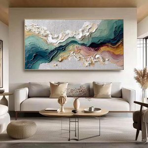 Grande <span class=keywords><strong>peinture</strong></span> abstraite de paysage à texture épaisse, réalisée à la spatule, faite à la main, sur toile texturée, œuvre d'art abstraite minimaliste pour mur - Product Image 1