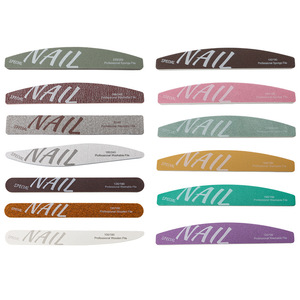 Lima de uñas de diamante con logotipo personalizado, lavable, con forma de media luna, pulidor de esponja tipo cebra, grano 80 100 120 150 180 240, herramienta de manicura - Product Image 6