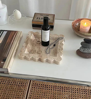 Plateau de parfum en travertin naturel, plateau d'affichage en marbre pour la décoration de luxe de la maison