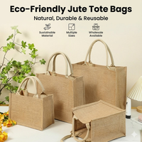 Sac fourre-tout en toile de jute naturelle écologique, laminé, imperméable, pour sublimation, en vrac