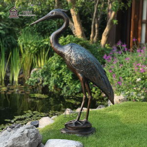 Escultura de patio al aire libre, estatua de garza de jardín de <span class=keywords><strong>Metal</strong></span>, escultura de pájaro de bronce de tamaño real a la venta - Product Image 4