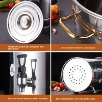 Marmite Électrique en Acier Inoxydable Grande Capacité pour Soupe et Bouillie, Usage Commercial, Fonctions Maintien au Chaud et Simmulation de Cuisson, Puissance 3200W