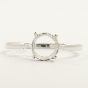 Anillo de compromiso semimontura sólida de plata 925 pura, ajuste redondo, cualquier tamaño, nuevo - Product Image 1