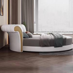 <span class=keywords><strong>Cama</strong></span> Redonda Moderna de Lujo Ligero, Juego de <span class=keywords><strong>Cama</strong></span> de Diseño Nuevo de Alta Calidad para Muebles de Dormitorio de Hotel, <span class=keywords><strong>Cama</strong></span> Redonda de Cuero Suave - Product Image 4