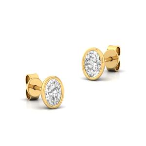 Boucles d'oreilles solitaires en diamant CVD de laboratoire de 0,37 ct, taille ovale, couleur fantaisie, certifiées IGI, plaquées or 10 carats, tendance, élégantes et étincelantes - Product Image 2