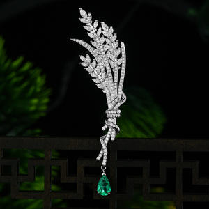 MUSHANジュエリー工場ベストセラーS925スターリングシルバーティアドロップ型5*8小麦耳1カラット女性用ブローチ - Product Image 4