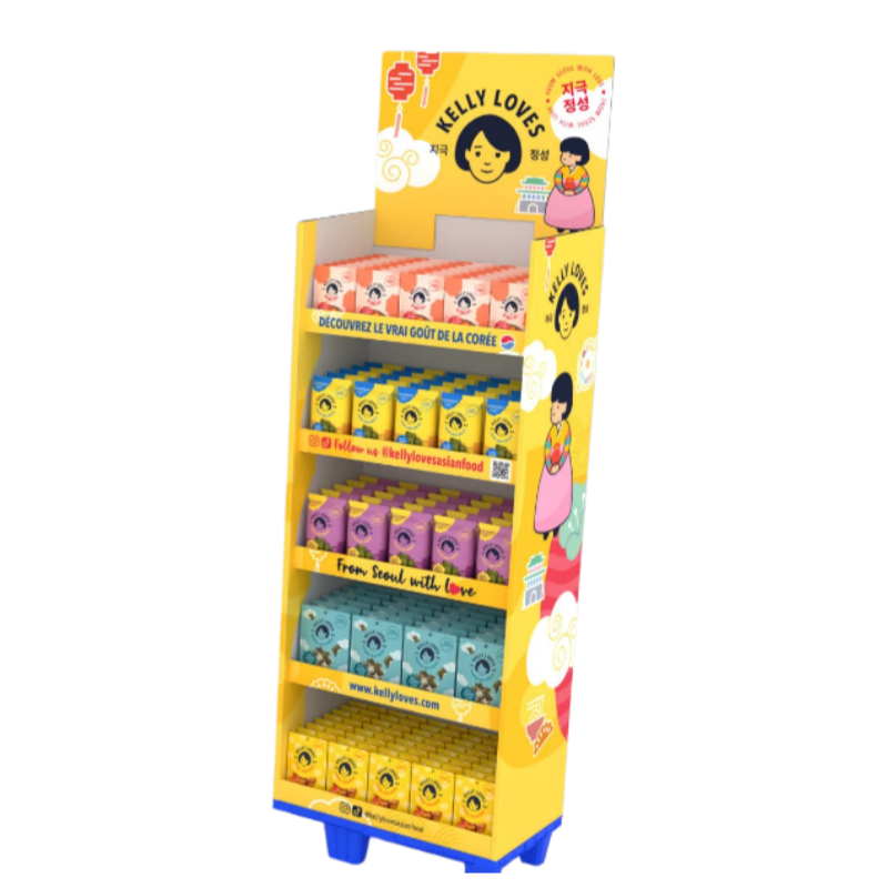 Apache Customized Factory Product Display Rack Paper Display Shelf Corrugated Hook PVC Cardboard Display Stand Candy Snack Store — view 4