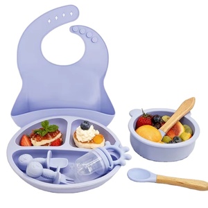 Safe Silicone Baby Feeding Set Suction Bowl Divided Plate Spoon Fork Durable <b>Utensils</b> for Toddlers Eco Friendly Dishwasher Safe - Product Image 6