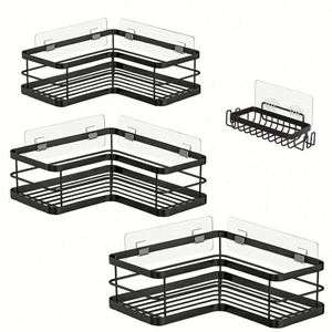 Organizador de Baño Pequeño, Estante de Esquina para Ducha, Color Negro, para Encimera, Hogar y Oficina - Product Image 1