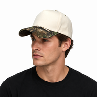 Casquette de baseball 5 panneaux entièrement personnalisée avec broderie 3D, couleur beige crème, casquette de baseball style A-frame, casquette de sport camouflage pour l'extérieur, prix d'usine