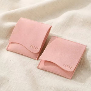 Microfiber Custom <b>Drawstring</b> Jewelry Packaging <b>Pouch</b> Deboss Logo Print Microfiber Pink Jewelry <b>Pouch</b> Bags - Product Image 5