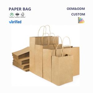 Custom Printed Kraft Paper <b>Bag</b> Recyclable Eco-Friendly Shopping Classic Style Handle <b>Bread</b> Cakes Clothing Gifts Food Takeout - Product Image 1