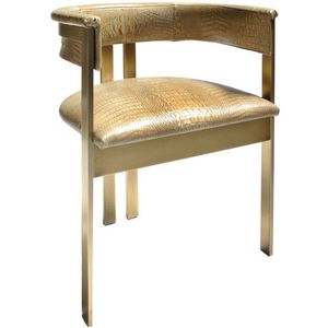 Sedia da Pranzo Moderna di Lusso in Acciaio Inox Bronzato a Tre Gambe <span class=keywords><strong>con</strong></span> Schienale Curvo e Braccioli in Vera Pelle - Product Image 5