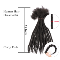Dreadlocks Locs avec pointes bouclées, 100% cheveux naturels, tresses au crochet, extensions faites à la main, cheveux humains
