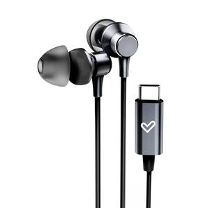 Écouteurs de type C métallisés (connexion Type-C, microphone, contrôle du volume, aluminium, plastique recyclé) - Product Image 1