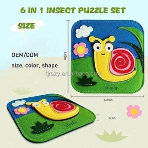 Rompecabezas de Fieltro Montessori de Rana, Mariquita, Abeja, Mariposa y Oruga para Niños Pequeños, Libro de Actividades para el Desarrollo de Habilidades Básicas - Product Image 4