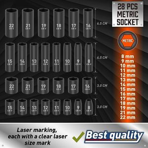 Bnya 3/8 "ổ đĩa tác động ổ cắm thiết lập 50 mảnh tiêu chuẩn inch và số liệu kích thước, CR-V Ratchet cờ lê, hộ gia đình dụng cụ cầm tay - Product Image 3