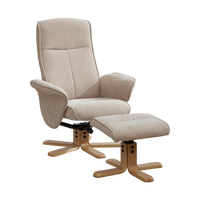 Fauteuil inclinable pivotant moderne OEM avec repose-pieds, revêtement en chenille, base en bois massif, dossier ailé, rembourrage en mousse, mobilier pour salon