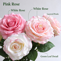 Bouquet de 6 roses artificielles roses - 65 cm - Fleurs artificielles enveloppées - Fausses fleurs gaufrées moulées par injection - Décoration moderne pour salon
