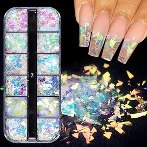 กลิตเตอร์เล็บโฮโลแกรม 12 สี ประกายรุ้ง ไอซ์สแล็ก รูปทรงไม่สม่ำเสมอ เกล็ดมุกตกแต่งเล็บ - Product Image 5