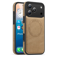 Funda de Teléfono de Cuero PU Premium para iPhone 17 18 Pro Max, con Succión Magnética, Ranuras para Tarjetas, Compatible con TPU y PC, Antigolpes, Estilo Ejecutivo