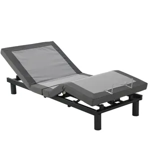 Multifunktionales Queen-Massage einstellbares Bettgestell Eisen modern Massivholz-Einzellenbett mit Ablage weiches Bett
