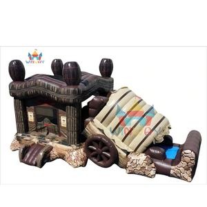 Château gonflable combiné Western Saloon 3D commercial avec toboggan, gonflable haut de gamme pour enfants |   Location et vente prêtes à l'emploi - Product Image 2