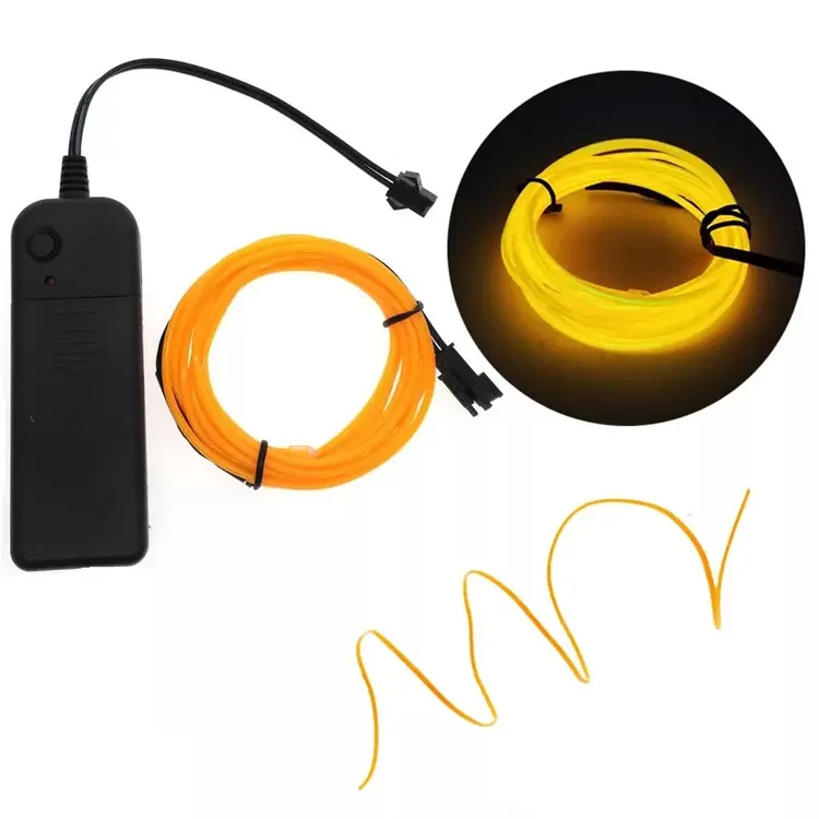 Kabel EL Fleksibel 3.2Mm 50M 100M, Lampu Neon Menyala Dalam Gelap Neon Portabel