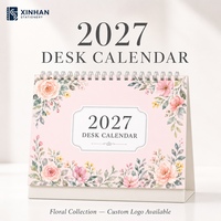 Calendrier de bureau créatif en papier offset 250 g/m² avec support, motif découpé, décoratif mensuel