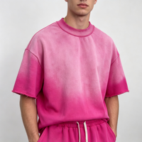 Ensembles T-shirt et Short Oversize Personnalisés pour Hommes, Effet Vieilli et Délavé à l'Acide, Style Streetwear, Vente en Gros
