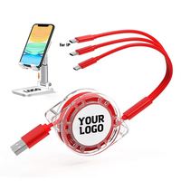 Promo Grosir Hadiah Custom Logo Laris Manis 2.4A Pengisian Cepat 3 in 1 Kabel Data Usb Pengisi Daya Ponsel Kabel Retractable Tipe C