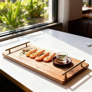 Bandeja de almacenamiento de madera con asas para el hogar, cocina, encimera, organizador decorativo, bandeja de servicio a la venta, de proveedor indio - Product Image 4