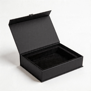 Boîte cadeau en papier noir magnétique personnalisée de luxe, recyclable, pliable, rigide, avec couvercle magnétique - Product Image 1