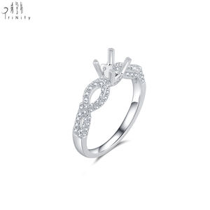 แหวนเพชรทรงครอสคุณภาพสูง ทองคำขาว 18K แท้ ประดับเพชรธรรมชาติ แบบกึ่งฝัง สำหรับผู้หญิง - Product Image 4