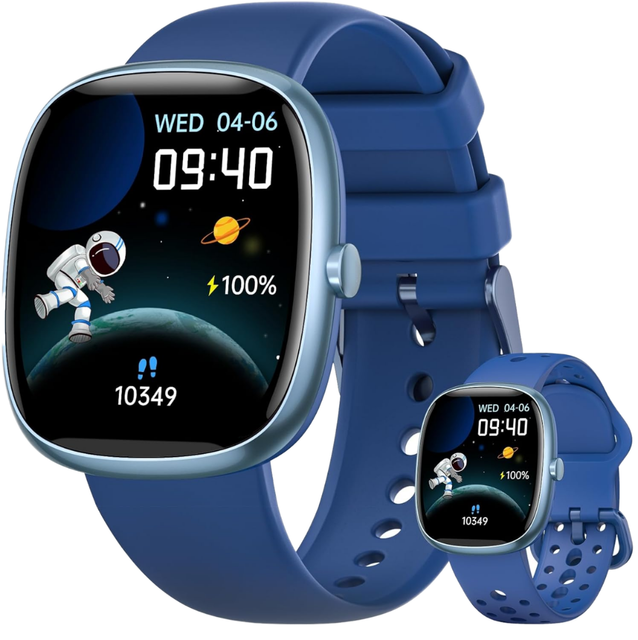 Smart Watch Kids 4-16 Years Heart Rate Sleep Monitor Music Player Alarm Clock 20 Games 44-49mm Plastic Case Rubber Band Magnetic
