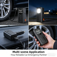 Démarreur de batterie avec gonfleur de pneus, booster de batterie, compresseur d'air portable 12V rechargeable, pompe à air 150 PSI avec arrêt automatique PR