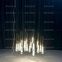 Lustre LED linéaire rond de 24 pouces à 19 têtes en forme de goutte d'eau pour hall d'entrée, escalier, villa moderne, hôtel, luminaires longs en forme de goutte de pluie