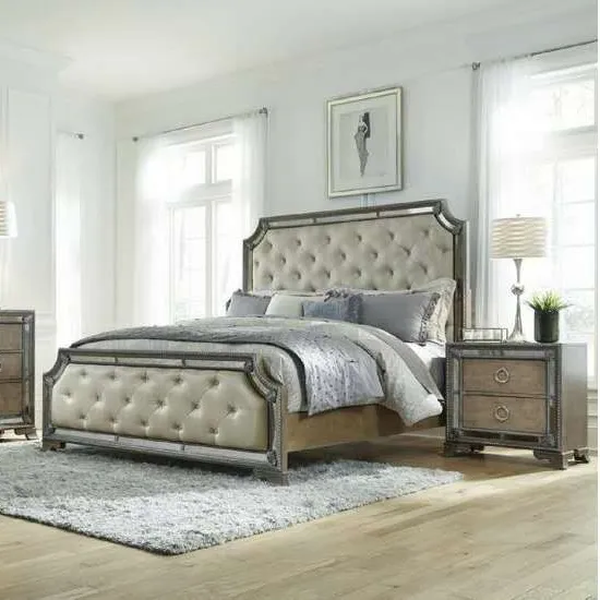 Modern bedroom furniture Cheap Mirror Furniture on bedroom Silver And Black Mirrored modern style Bed