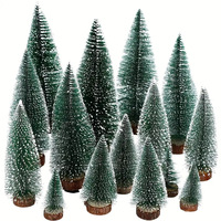 Mini sapin de Noël artificiel floqué en sisal avec support en bois pour décoration de bureau et de fête hivernale - Vente en gros