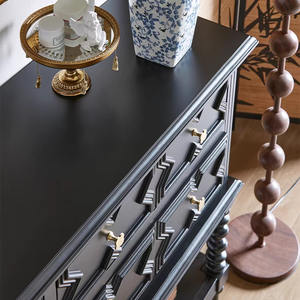 ארון שחור מודרני בסגנון אמריקאי עץ אלון מוצק ארון אחסון עמיד לארון דירה קטן - Product Image 6