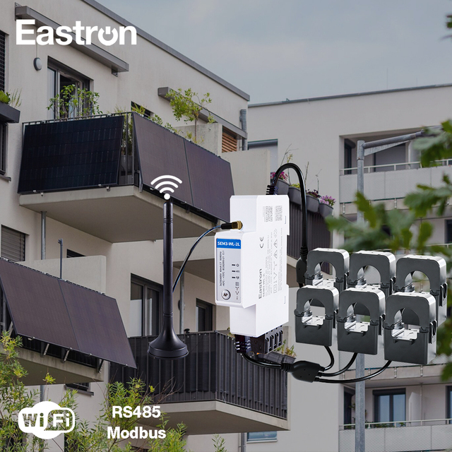 Eastron SEM3-WL-2L Two Loads Measurement Wifi Energy Meter Solar PV Metering Bi-directional Three Phase Smart Energy Meter