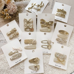 MIO Gold Color Glossy Series Hair Pin Set Sweet Kids Girls Horquilla Lovely Side Clip Bow Tie Lentejuelas BB Clip - Product Image 4
