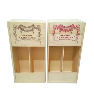 Personalised Double Bottle Wood Wine & Whiskey Box Case,Decorative Pine 2 Champagne Bottles Storage Chest with Lid and Window