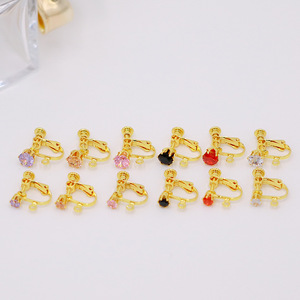 Clips d'oreille en zircon plaqués or 18 carats, boucles d'oreilles rondes à clipser avec anneaux de suspension, composants de bijoux, accessoires de fabrication de boucles d'oreilles DIY - Product Image 2