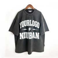 T-shirt Homme Personnalisé et Délavé à l'Acide, Style Vieilli, Coupe Large, Lourd, Vente en Gros